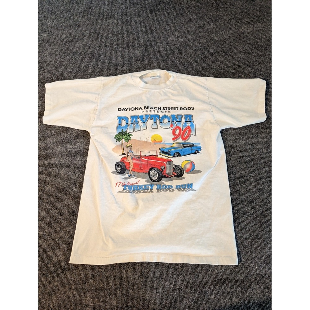 VTG 90s Alore Daytona Turkey Rod Run 17th annual T Shirt Large Single Stitch